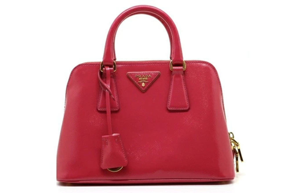 Prada Bag Shoulder Handbag Pink Patent Vernis Saffiano